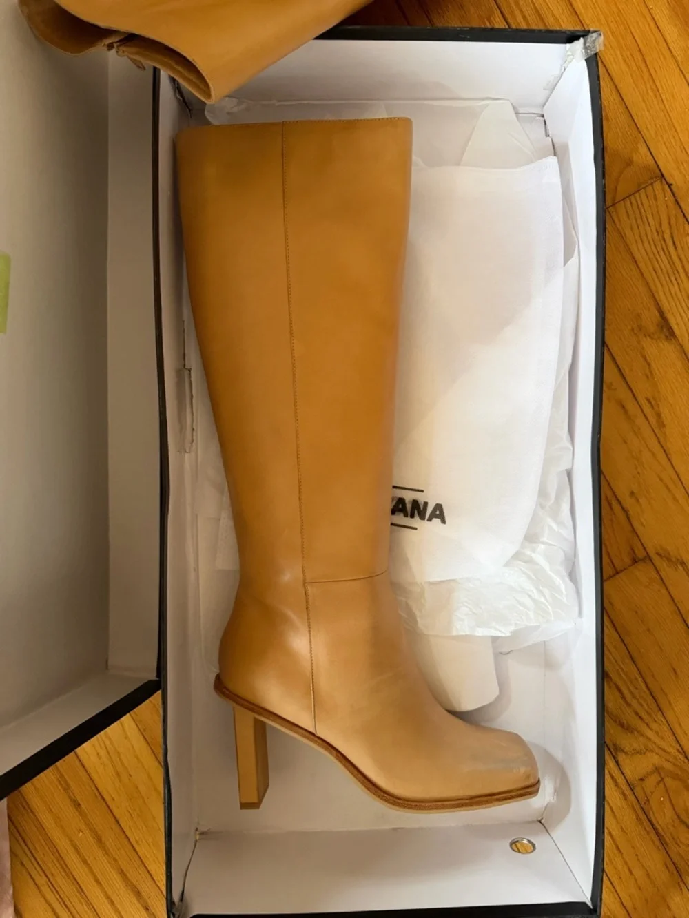 Sol Sana Eon Knee High Boots Tan Leather heels shoes Revolve 40 9